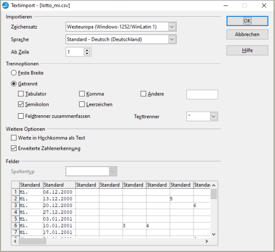 Open .csv with OpenOffice/LibreOffice, then click OK